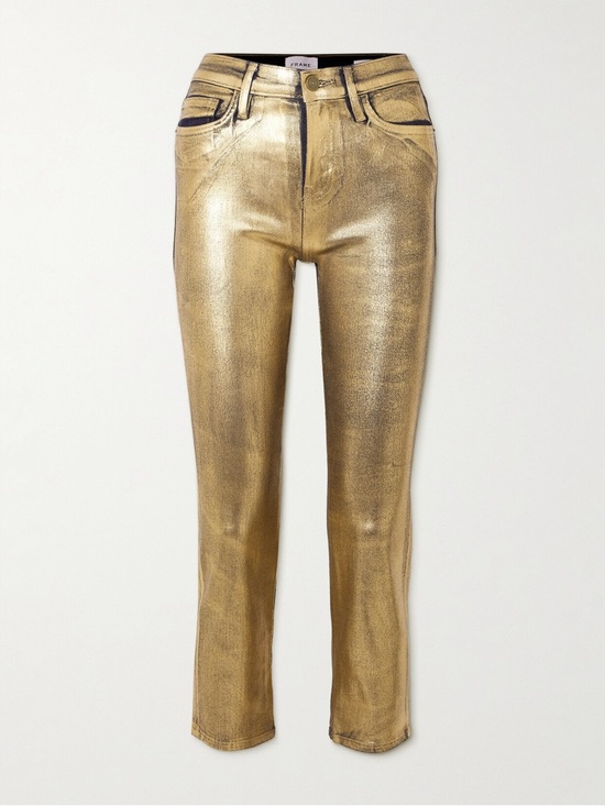 Frame Denim Denim - FRAME Le High Straight Gold Metallic Cropped High-rise Straight